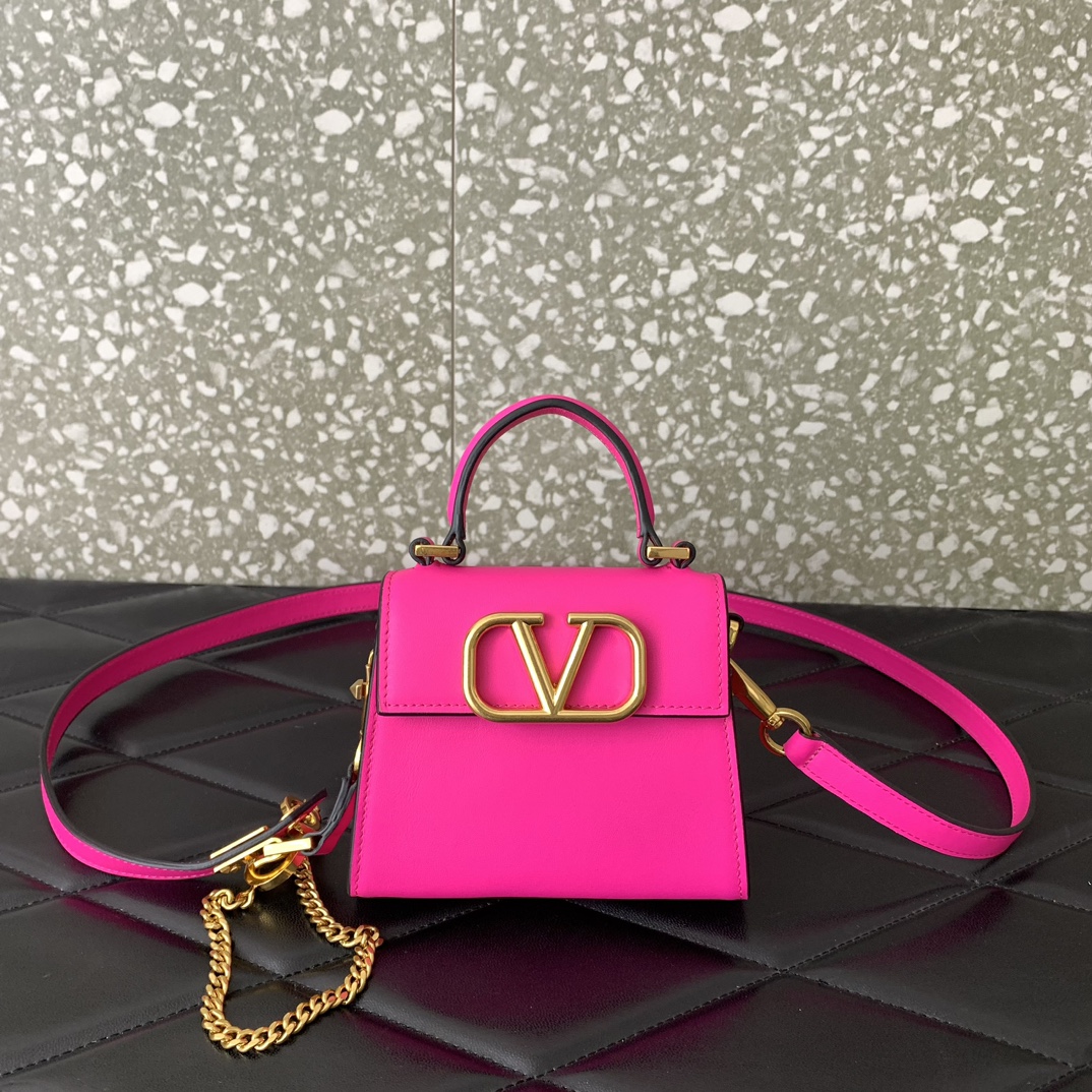 Valentino Garavani Vsling Micro Handbag in Rose Pink Grainy Calfskin Leather 